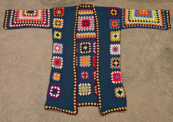 OOAK Granny square crochet boho cardigan handmade (Medium)