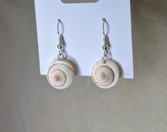 Spiral real seashell handmade earrings ocean accessory OOAK