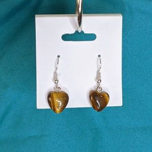 Handgemachte Tigerauge Edelstein Ohrringe Heart Shaped Witchcore
