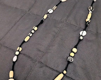 Avatar Na'vi inspired white beaded necklace handmade woven cord braided accessory