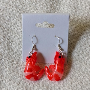 Shrimp earrings ocean themed crustacean alt accessories