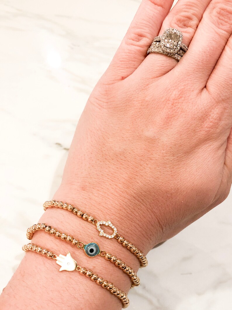 14k Gold Filled Beaded Charm Bracelet Gold Layer Bracelet Etsy