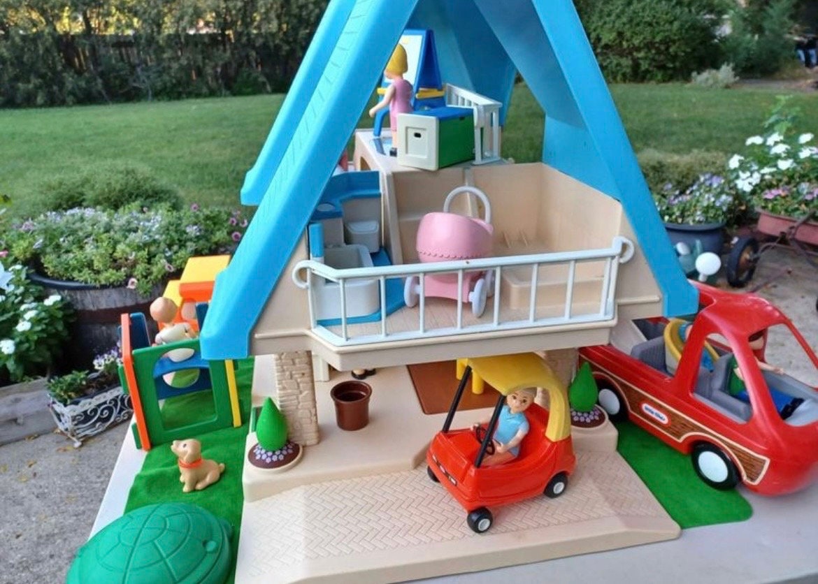 Vintage Little Tikes Blue Roof Dollhouse AND ACCESSORIES 1989 - Etsy