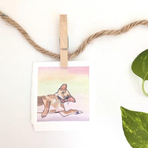 Custom Watercolor Pet Portrait: Retro Goofy Dog Cat Memorial Art