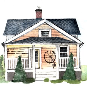 House Portrait Custom Original Watercolor painting  | Housewarming Gift | Home Illustration Portrait | Realtor Closing Gift | Cabin Art