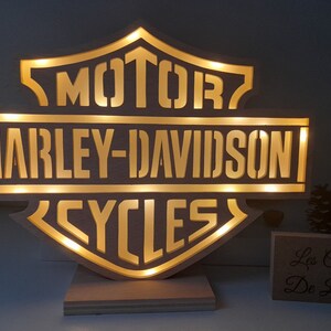 Lamp, Harley Davidson wooden night light, decoration, motorcycle, biker, gift, led, us, switch