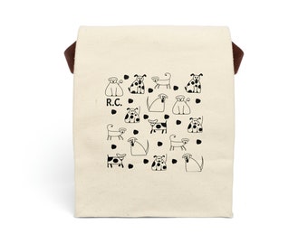 Dogs Lunch Bag - Personalized Canvas Lunch Bag with Strap - Personalized with Dogs snack bag - Personalized School Lunchbox