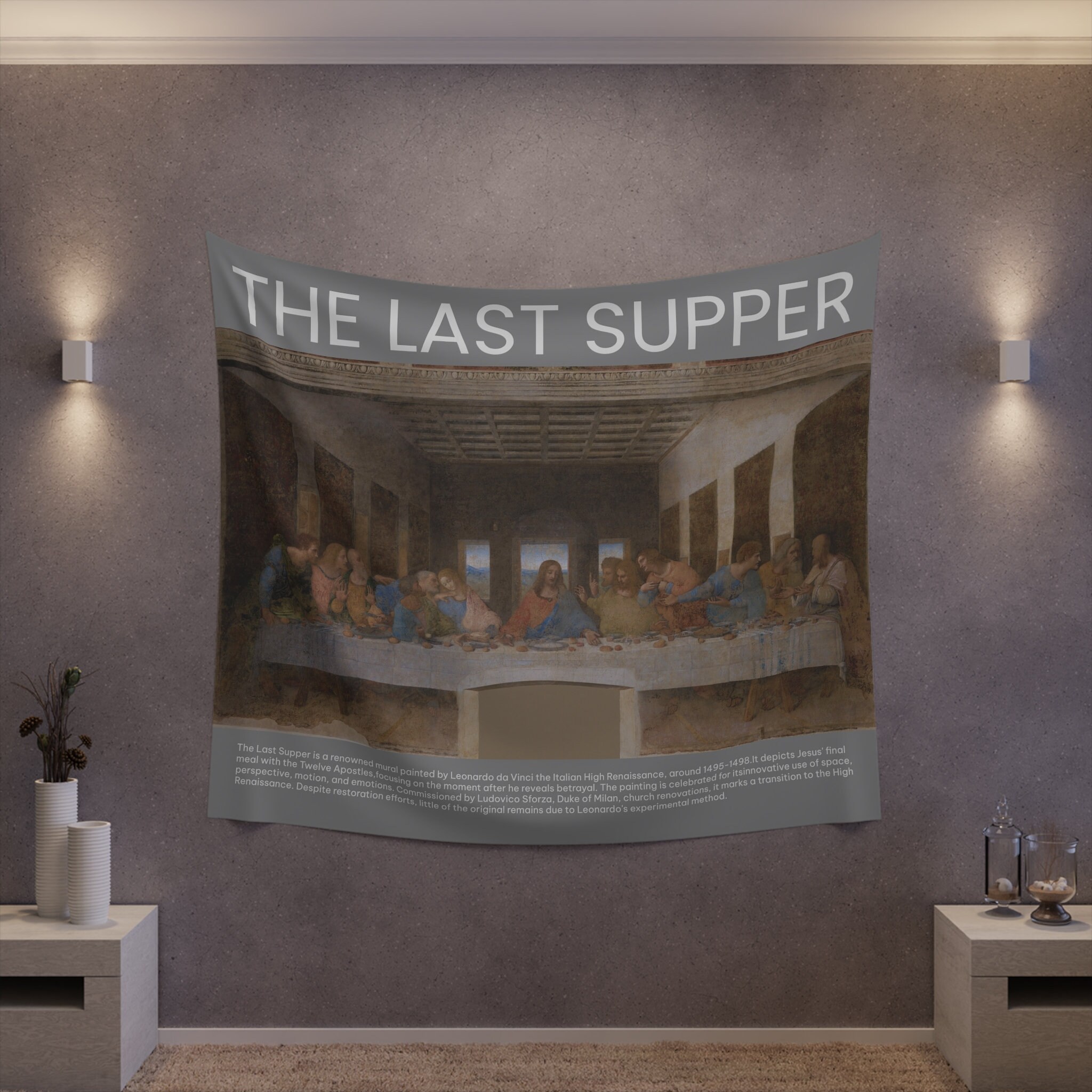 The Last Supper Printed Wall Tapestry Da Vinci Fabric Wall Hanging