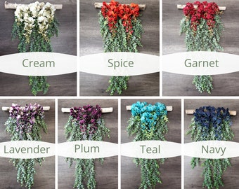 Long Boho Botanic Artificial Wisteria and Green Eucalyptus on Natural Branch Hanging Decor for Wedding, Parties or Home Decor