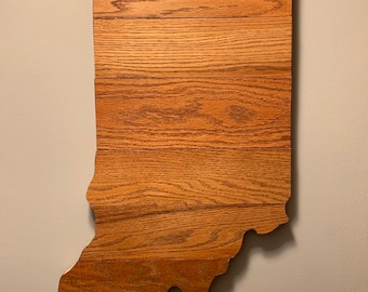 Solid Oak State of Indiana art piece