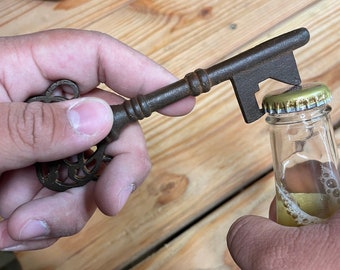 Bordello Cast Iron Key Bottle Opener Natural Rust Antiqued Finish