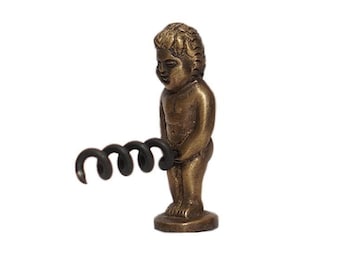 Corkscrew Bottle opener Brass Naughty boy corkscrew Wine beer Kitchen decor vintage look