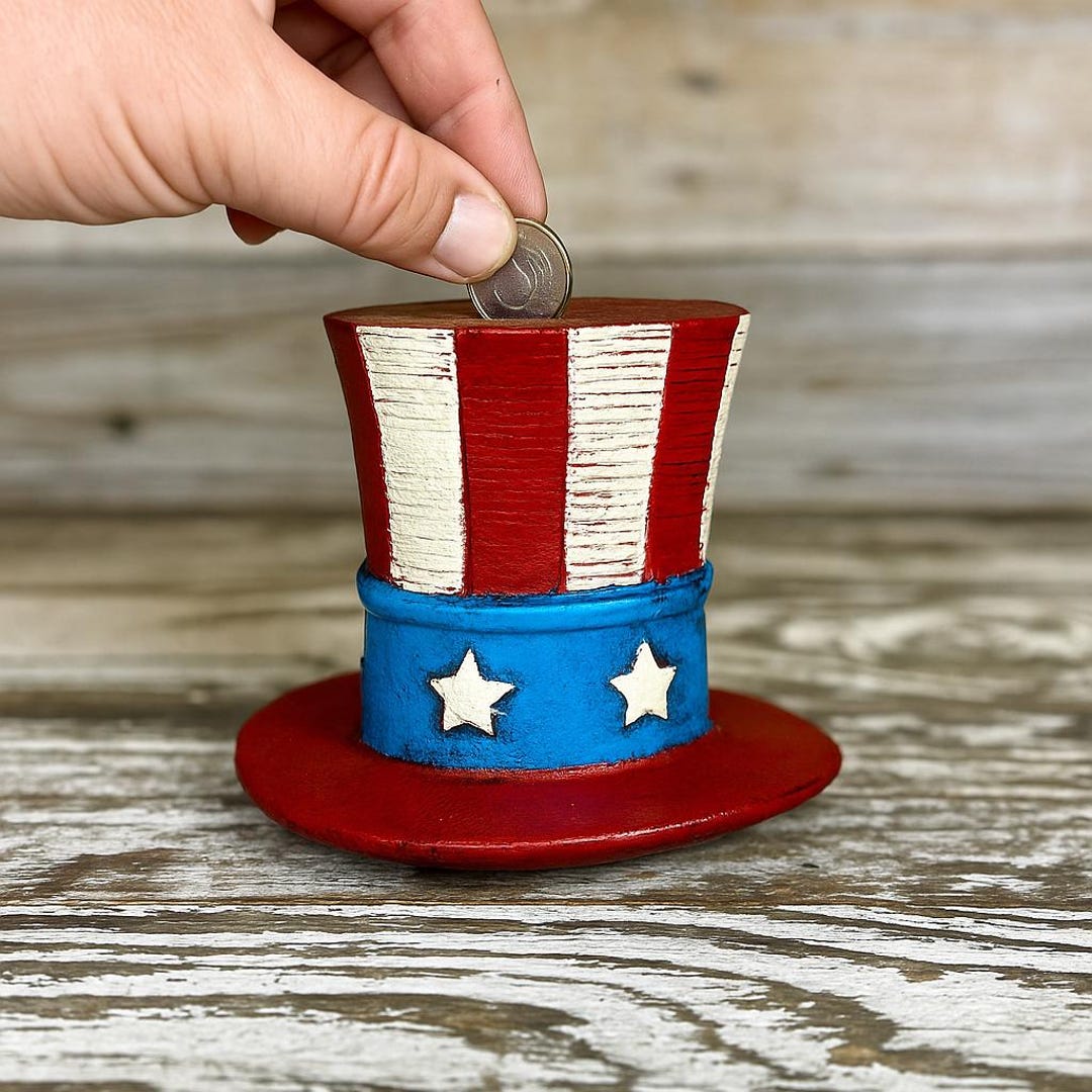 USA Hat Coin Bank: Patriotic Cast Aluminum Piggy Bank - Etsy