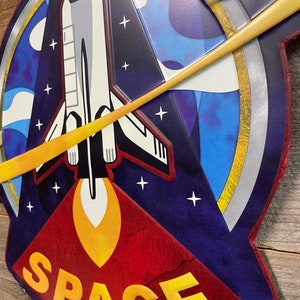 Space Spaceship Logo Embossed and Shaped Metal Sign Space Force Kids ...
