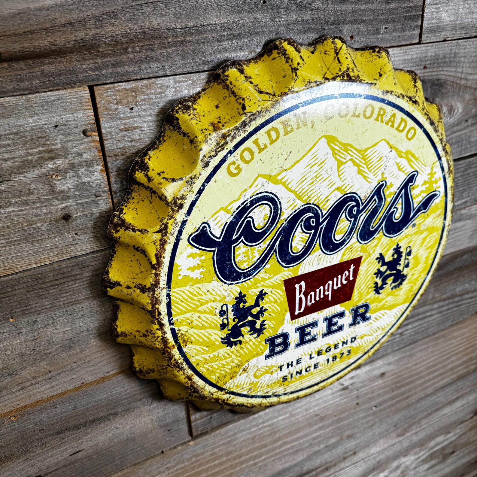 Coors Banquet Beer Bottle Cap Wall Sign | 17” Metal Vintage Bar Decor ...