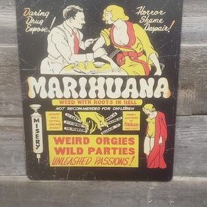 Propaganda de maconha, cultura de cannabis, placa de aviso engraçada de aparência vintage, decoração de parede, placa de metal