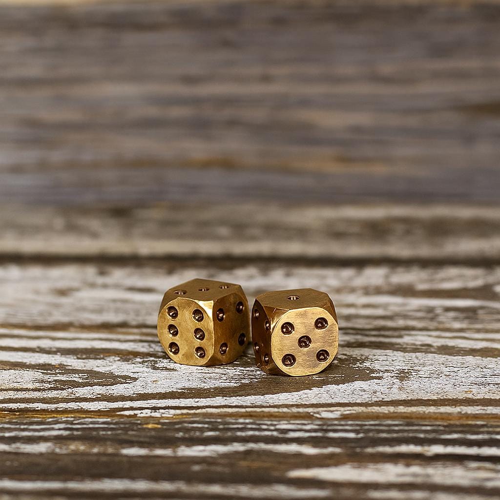 1 Pair Of Antiqued Brass Dice, Perfect for a Unique Gift or for Games! Anniversary, groomsman, DND, dungeons and dragons
