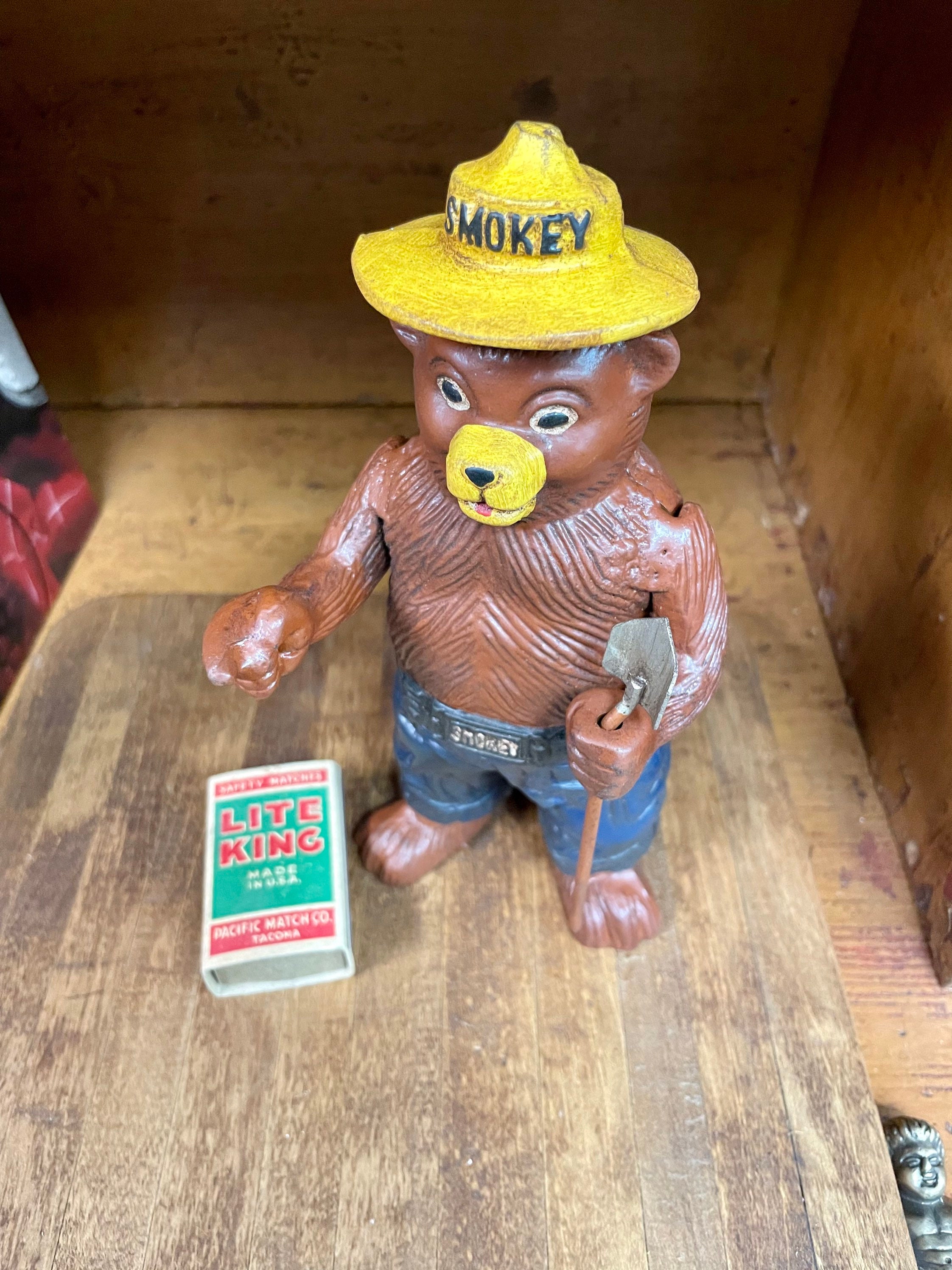 Smokey the Bear Cast Iron Coin Bank- Heavy Duty Piggy Bank Home