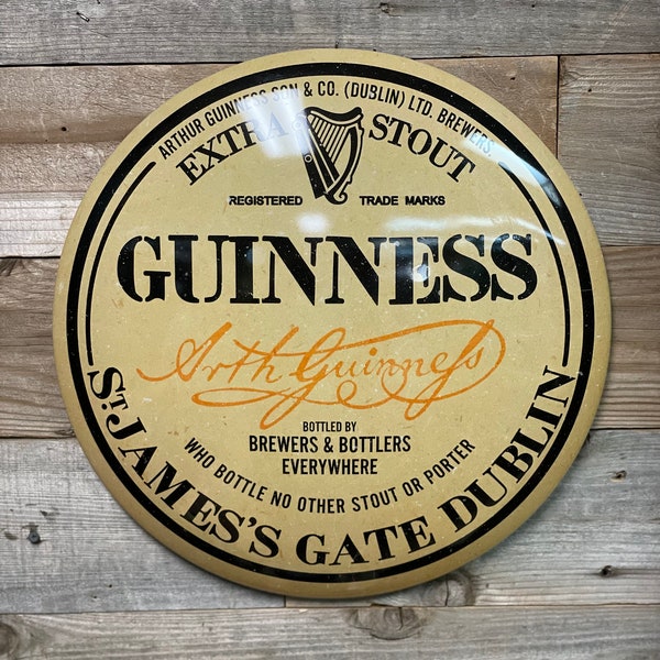 Large Guinness Beer Logo Round Domed Shaped Metal Sign Wall Decor