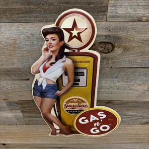 Vintage Gas Pump Pinup Girl Shaped Embossed Metal Sign - Etsy