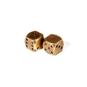1 Pair Of Antiqued Brass Dice, Perfect for a Unique Gift or for Games! Anniversary, groomsman, DND, dungeons and dragons