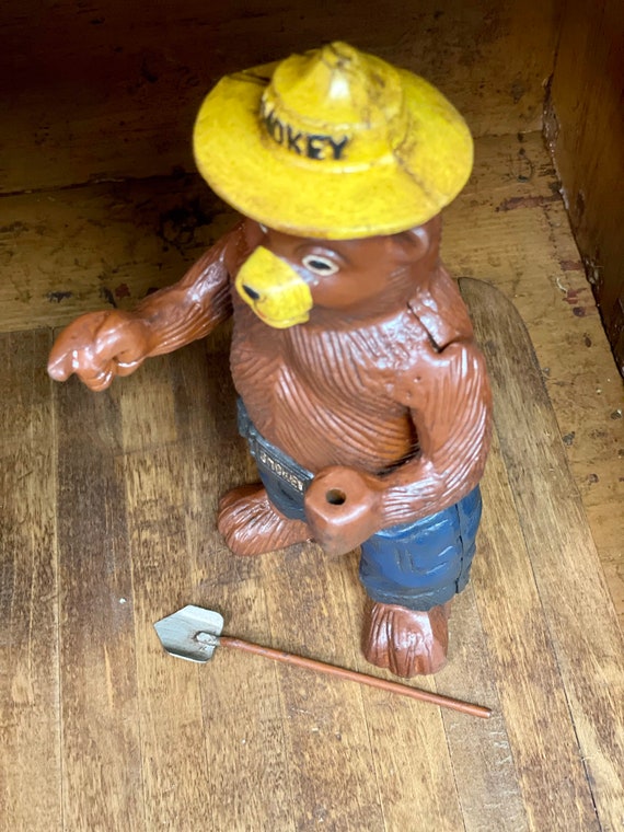 Smokey the Bear Cast Iron Coin Bank- Heavy Duty Piggy Bank Home