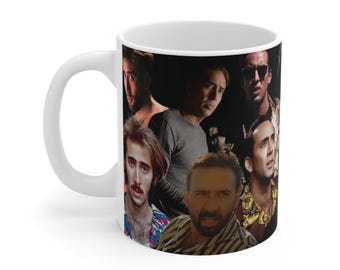 Nicolas cage collage mug