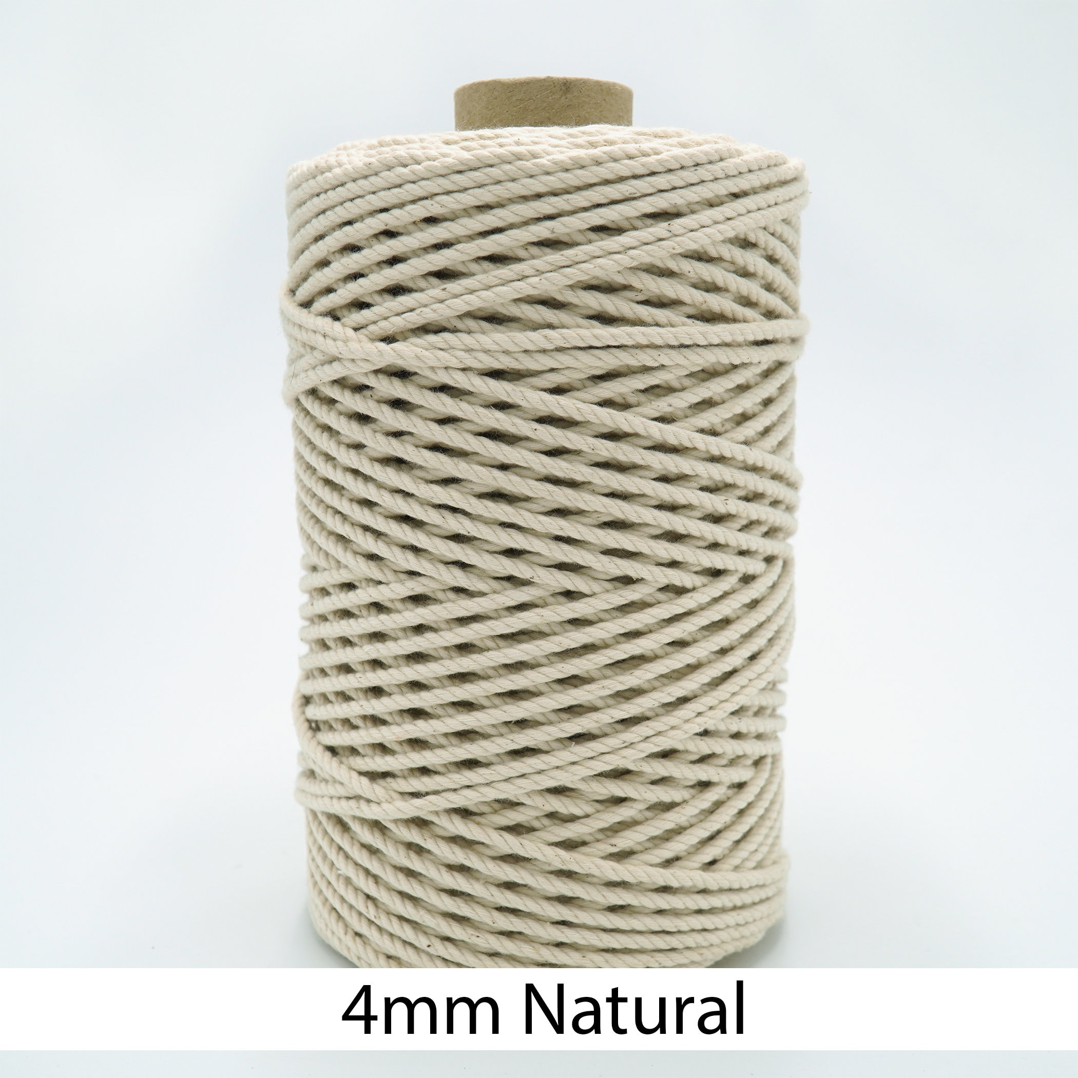4 MM Twisted Macrame cord, 3-ply 1000 feet (300 m) - Ivory White