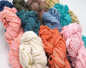 Recycled Chiffon Ribbon/Sustainable/Eco-friendly/Raw Edge Ribbons/Macrame/Weaving/Sustainable Yarn/Art Yarn/Fibre Art/Knitting/Crochet/DIY