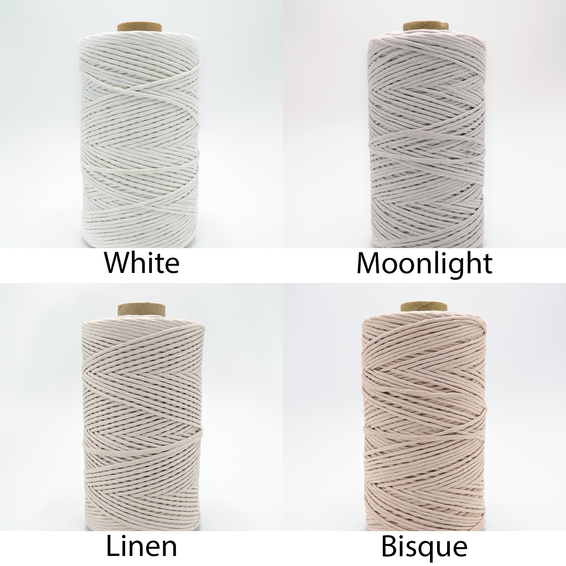  Ann Bully - Cuerda de macramé de 3mm, hilo natural de algodón  para manualidades de macramé, cuerda de algodón, cuerda de hilo de algodón  para colgar en la pared o hacer