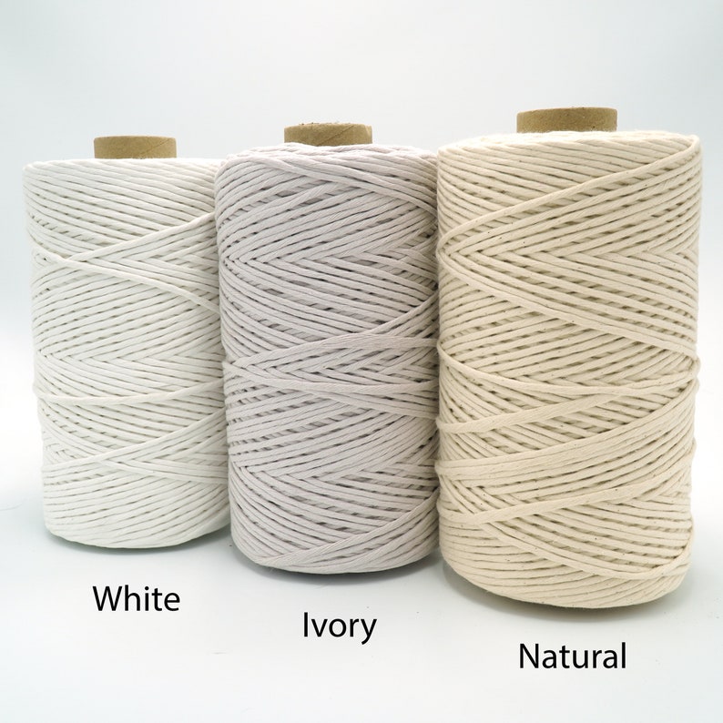 100/% Recycled Cotton CordIvory3mm4mm5mm Soft StringRope Macrame Single StrandTwisted 3 Ply Triple StrandBulk Supplies1100 ft720 ft