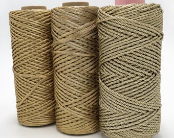Premium Metallic Gold Macrame String/Rope/3mm/4mm/5mm Soft String/Rope Macrame Single Strand/Twisted 3 Ply Triple Strand/Bulk Supplies