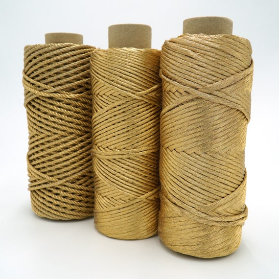 Metallic Gold Macrame String/rope/3mm/4mm/5mm Soft String/rope Macrame  Single Strand/twisted 3 Ply Triple Strand/bulk Supplies 