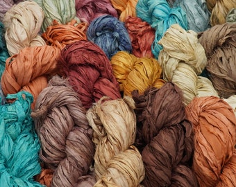 Recycled Sari Silk Ribbon/Sustainable/Eco-friendly/Raw Edge Ribbons/Macrame/Weaving/Art Yarn/Fibre Art/Knitting/Crochet/DIY