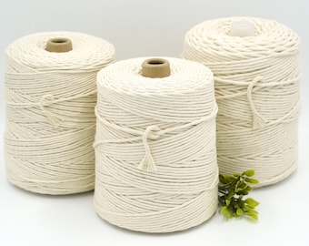 1mm/1.5mm/2mm/3mm/4mm Recycled Natural Soft Classic Macrame Single Strand Twisted String/1300/1900ft Natural Rope/Soft Cord/Bulk Supplies