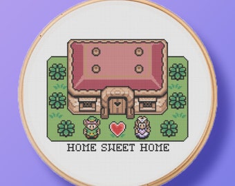 Zelda Home Sweet Home Video Gamer Cross Stitch Pattern (PDF Download)