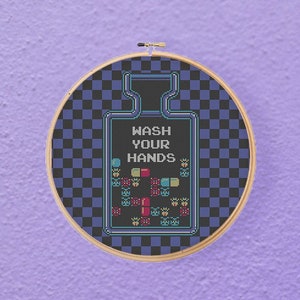 Dr Mario Wash Your Hands Video Gamer Bathroom Decor Cross Stitch Pattern PDF Instant Download