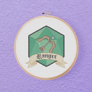 Dungeons & Dragons Ranger Class D20 DnD Tabletop Roleplay Game Geeky Home Decor Cross Stitch Pattern PDF Instant Download
