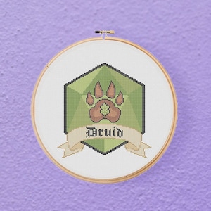 DnD Druid Klasa D20 TTRPG Gra Geeky Home Decor Wzór haftu krzyżykowego PDF Natychmiastowe pobieranie