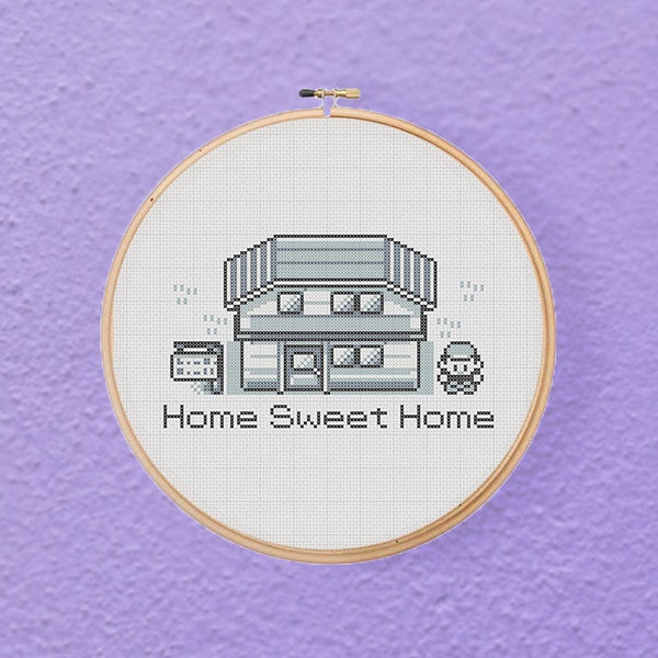 Pokemon Red's House Home Sweet Home Video Gamer House Warming Gift Geeky Cross Stitch Patroon PDF Instant Download