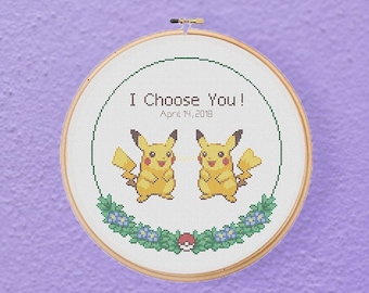 Schema punto croce per videogiocatore di Pikachu Pokemon Anniversary personalizzato (download PDF)