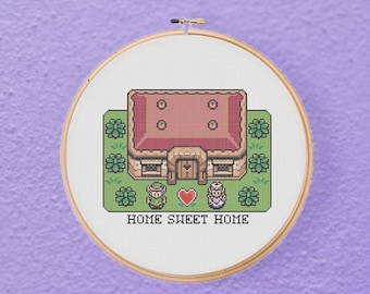 Link's House Home Sweet Home Legend of Zelda Video Gamer Geeky Cross Stitch Pattern PDF Instant Download