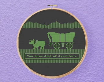 Oregon Trail Game è morto di dissenteria - Schema punto croce cultura pop (download PDF)