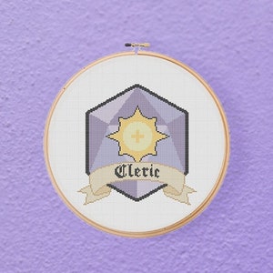 Dungeons & Dragons Cleric Class D20 DnD Tabletop Roleplay Game Geeky Home Decor Cross Stitch Pattern PDF Instant Download