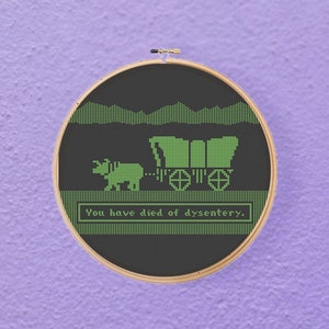 Oregon Trail Game Died of Dysentery Pop Culture Cross Stitch Pattern PDF Instant Download