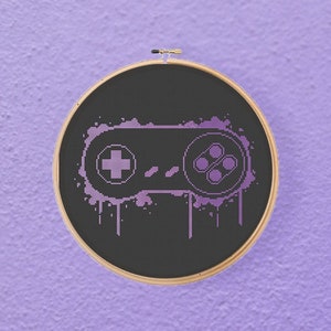 SNES Controller Graffiti Ombre Video Gamer Cross Stitch Pattern PDF Instant Download