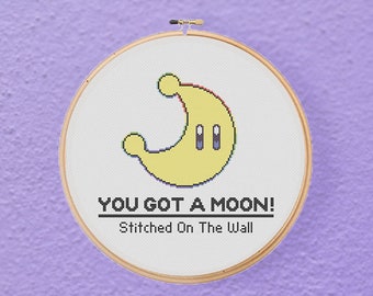 Mario Odyssey You Got A Moon  Video Gamer Geeky Cross Stitch Pattern (PDF Download)