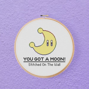 Mario Odyssey You Got A Moon  Video Gamer Geeky Cross Stitch Pattern PDF Instant Download