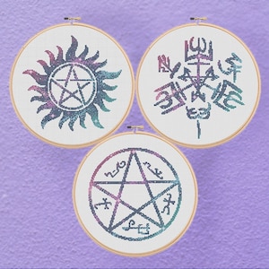 Supernatural Symbols Demon Angel Winchester TV Show Pop Culture Geeky Cross Stitch Pattern PDF Instant Download