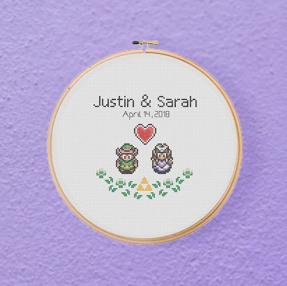 Legend of Zelda Personalized Anniversary Gift Link to the Past Video Gamer Geeky Cross Stitch Pattern (PDF Download)